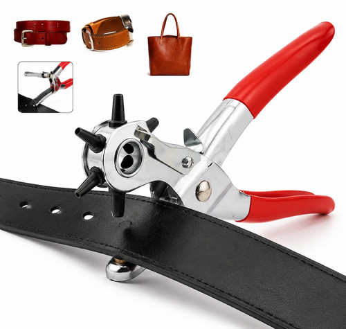 New leather hole punch belt - leather,